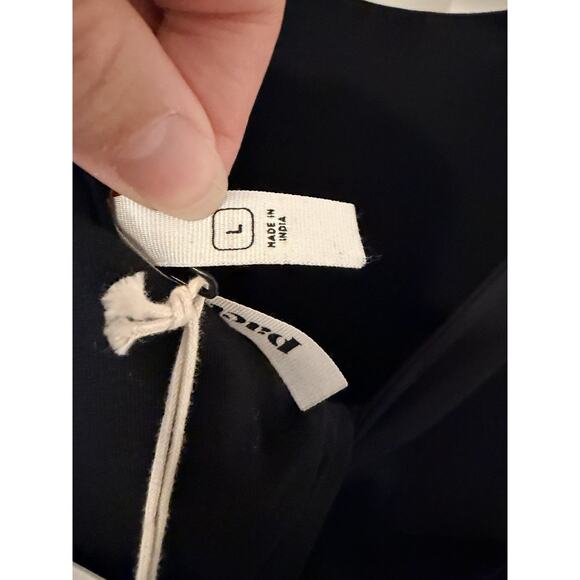 Pact Organic Midi Dress Womens Large L Black Slit Twist Open Back Minimalist NEW - Picture 4 of 6